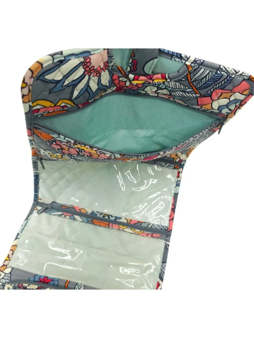 Vera Bradley Hanging Organizer Cosmetic Makeup Travel Bag Tropical Evening Gray - Picture 7 of 15